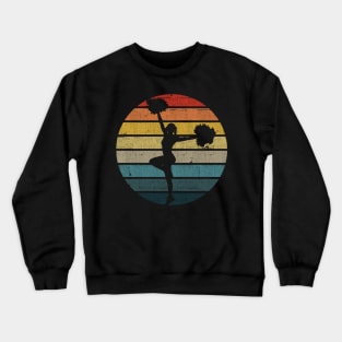 Cheerleader Silhouette On A Distressed Retro Sunset design Crewneck Sweatshirt